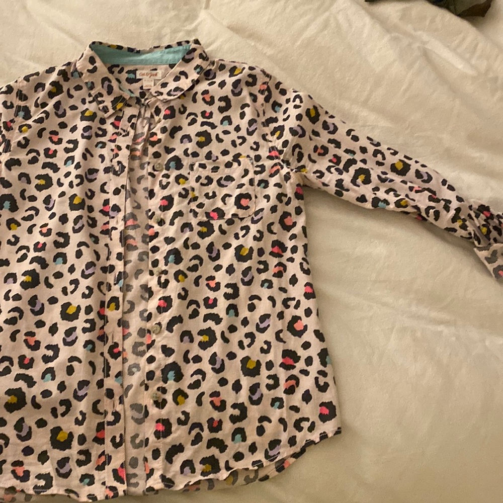 Cat & Jack Pastel Pink Multi-Colored Leopard Collared Top
